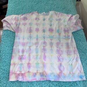 Jerzees Tie Dye T Shirt XL‎ Extra Large Pastel Rainbow Colorful Top Tee